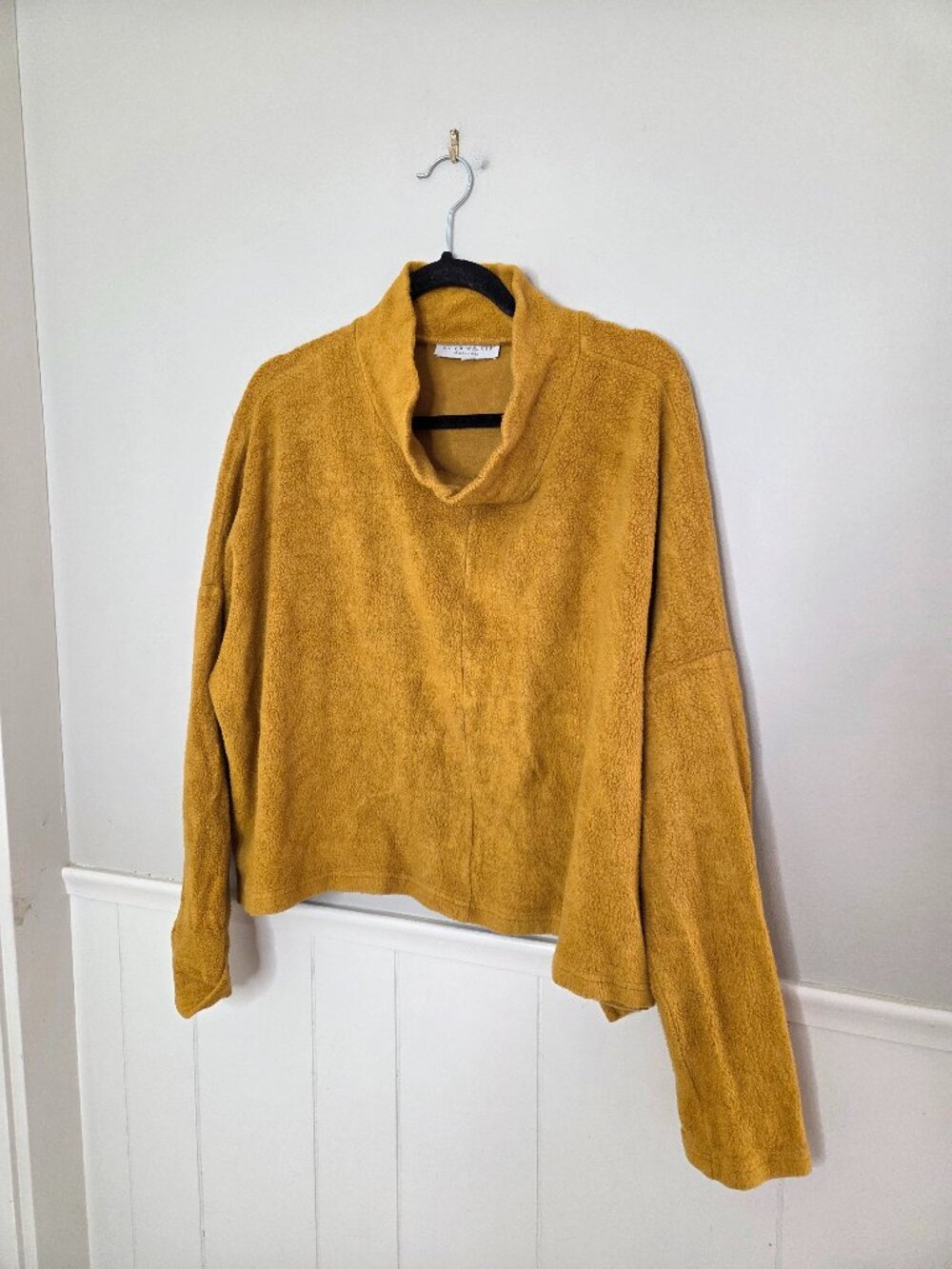 BRYN WALKER Solid Yellow Mockneck Sweater